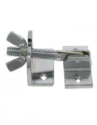 CATCH SCREW DOWN  - 70MM, Chrome plated brass construction. Right angled fastening plate. Screw tighten. Max Length (mm):70   Mount Base (mm):42x20   Adjust range (mm):30   Mount Screws (mm):4   Stem dia. (mm):8